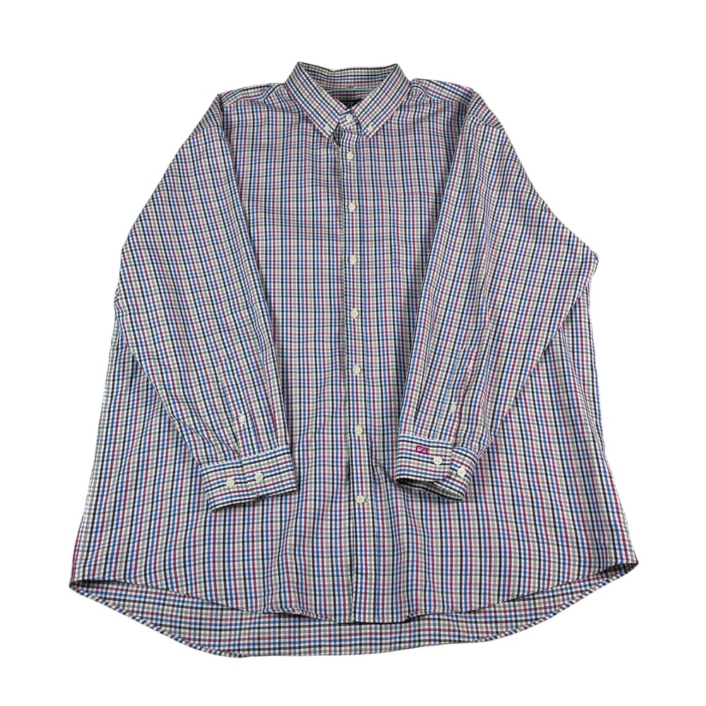 Cutter & Buck Mens 2XB Easy Care Plaid Button Down Shirt Multi Color Long Sleeve